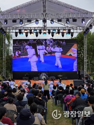 외국인 유학생 동아리 ‘글로벌 친구들’의 태권도 공연