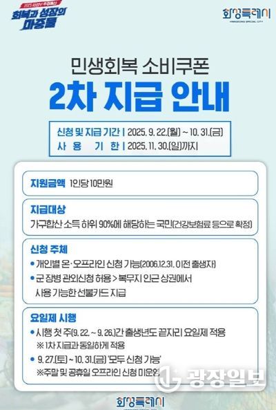 화성특례시 민생회복 소비쿠폰 2차 지급 안내