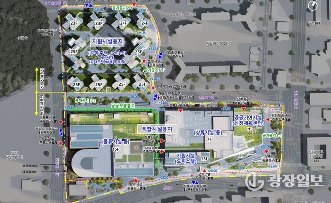 배치도 (※ 향후 건축 인・허가 과정 등에 따라 상기 건축계획은 변경될 수 있음)