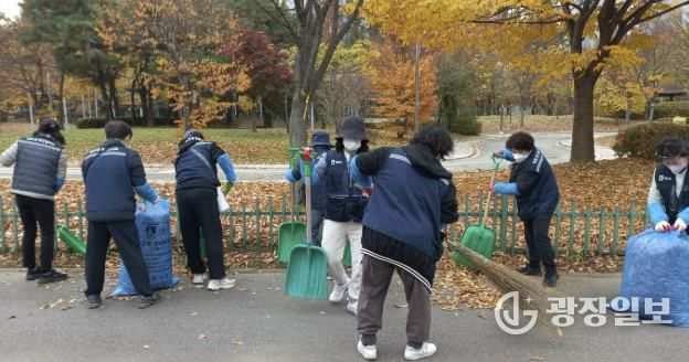 수원시 영통구 영통2동, 덕영대로 일대 낙엽 대청소 실시