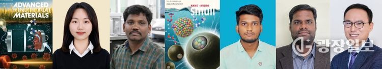 표지논문, 박사과정 고원지 씨, 라자 아루무감 센틸 박사, 표지논문, 박사과정 순다르 라잔 아카시프라부 씨, 띠따기리 자야라만 박사, 최명룡 교수(왼쪽부터)