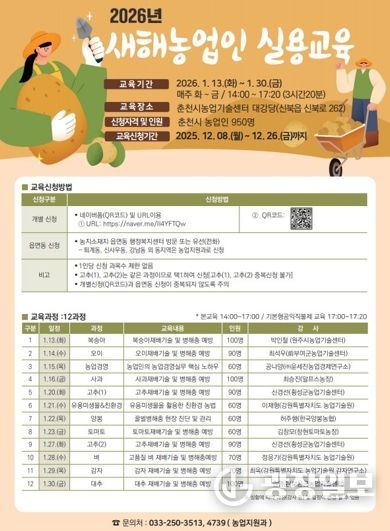 춘천시, 새해농업인실용교육 운영