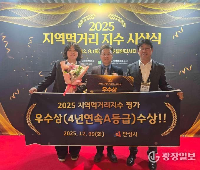 안성시, 지역먹거리지수 4년연속 우수 지자체 선정