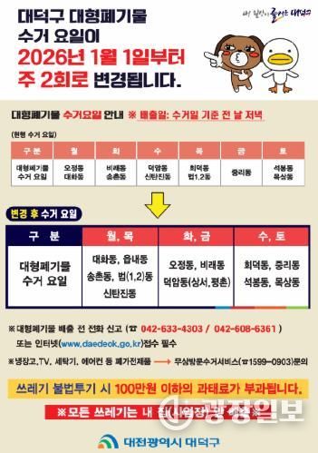 2026년 대덕구 대형폐기물 수거 안내 포스터