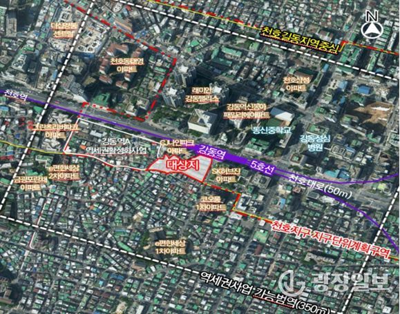 위치도(강동구 성내동 179번지 일대)