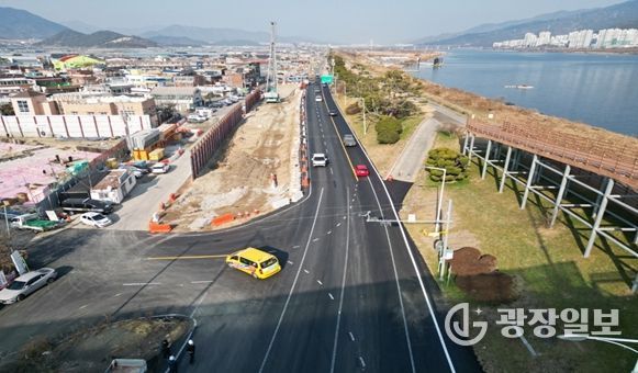 김해시 대동산단 진입도로 확장구간 임시개통