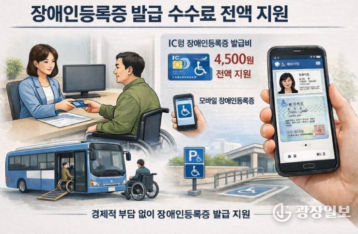 모바일 장애인등록증 이용을 위해 경주시가 IC형 장애인등록증 발급 수수료를 전액 지원한다.