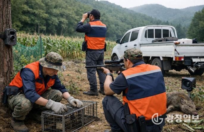 사천시, 2026년도 유해야생동물 수확기 피해방지단 모집-챗GPT가 생성한 가상 이미지