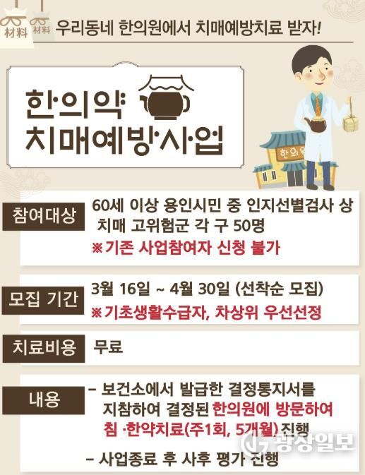 용인특례시 한의약 치매예방사업 프로그램 안내 포스터