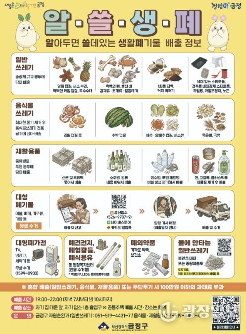 부산 금정구, 생활폐기물 배출 정보 홍보지(알‧쓸‧생‧폐) 제작