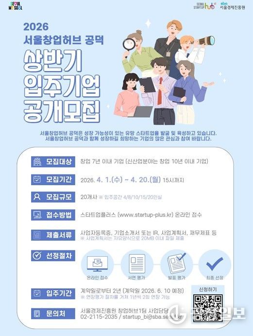 서울창업허브 공덕 입주기업 모집 포스터