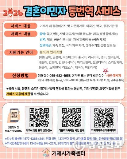 거제시가족센터, 결혼이민자 및 외국인을 위한 통·번역서비스 확대 추진