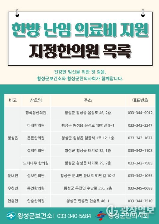 횡성군, 한방 난임 의료비 지원 사업 추진