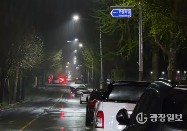 격등제가 시행될 영산남산호국공원 앞 가로등